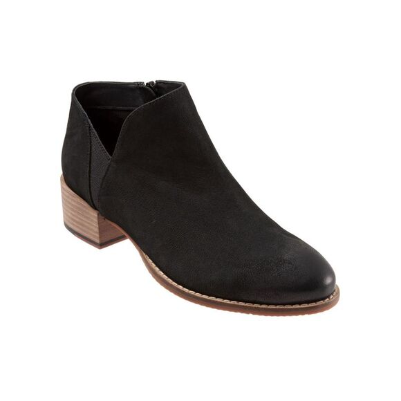 SAVA Womens Black Burnished Tegan Almond Toe Block Heel Leather Booties 39 M - Picture 1 of 4